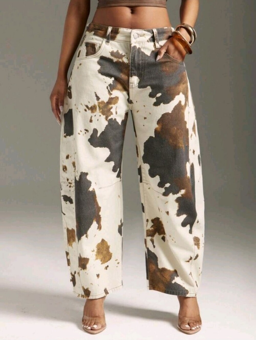 Women's Pocketed Tie-Dye Flared Loose Fit Jeans - Picture 2 of 5